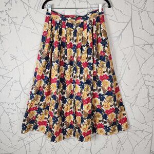 Dockers Colorful Floral Print 100% Cotton Pleated Midi Skirt